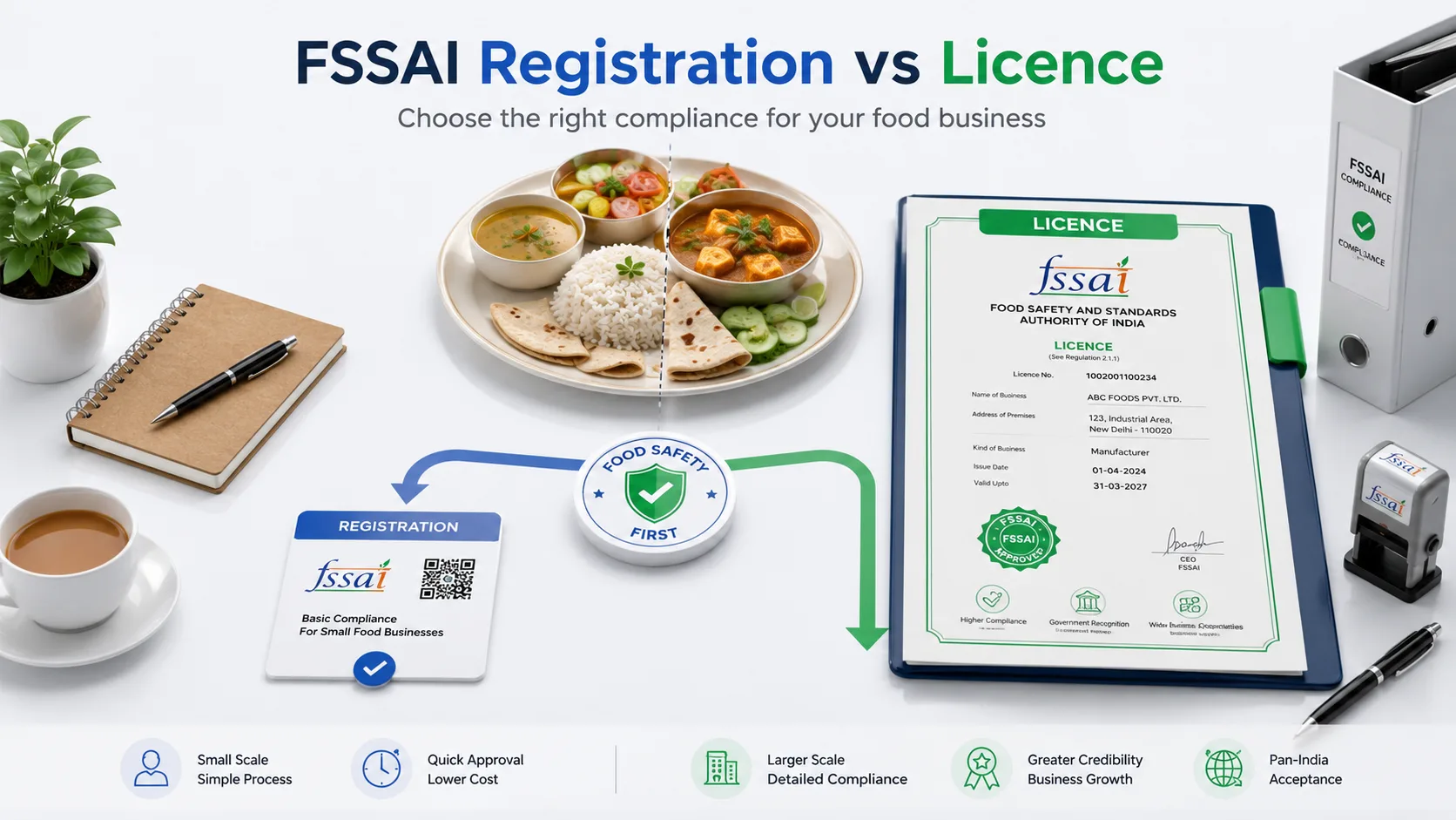 FSSAI registration vs licence: which does your food business need? — FilingSetu blog article