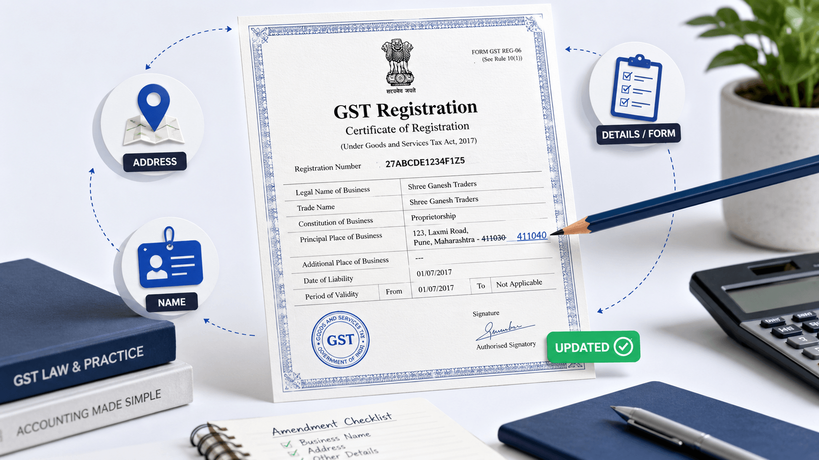How to amend your GST registration: change address, name or details — FilingSetu blog article