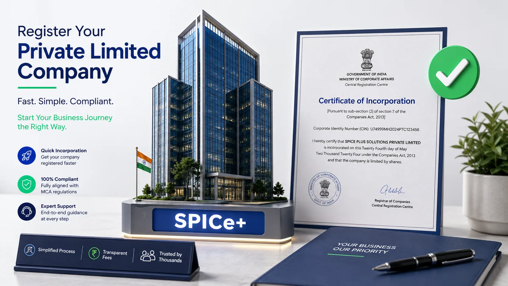 How to register a Private Limited Company in India (SPICe+) — FilingSetu blog article