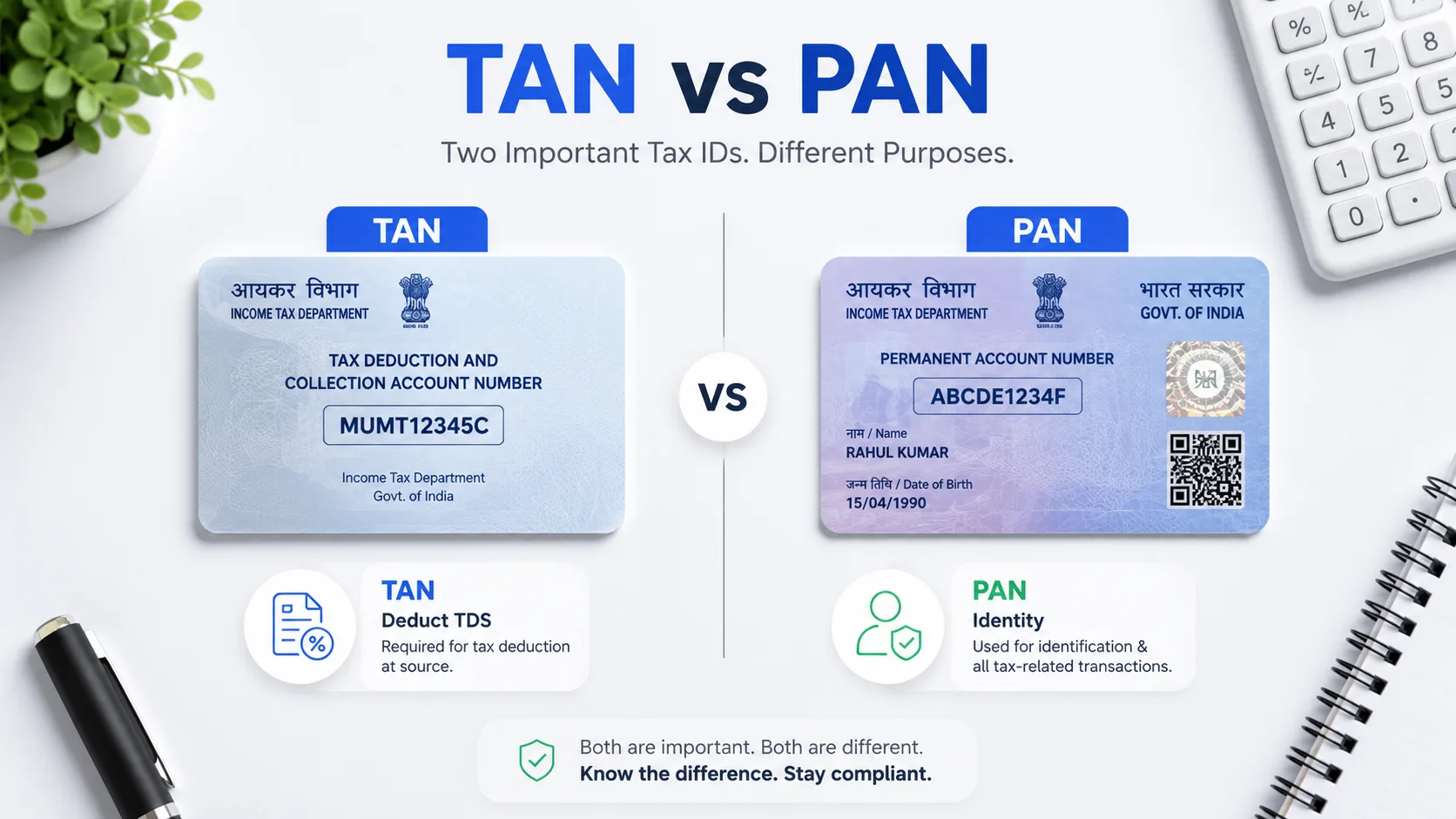 TAN vs PAN: difference, full form and when you need both — FilingSetu blog article