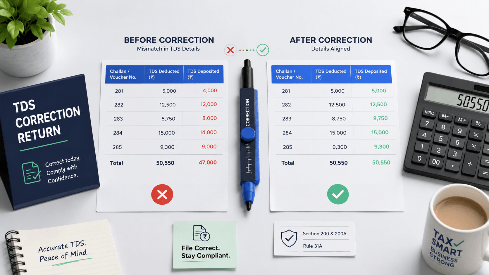 How to fix TDS mismatches and file correction returns — FilingSetu blog article