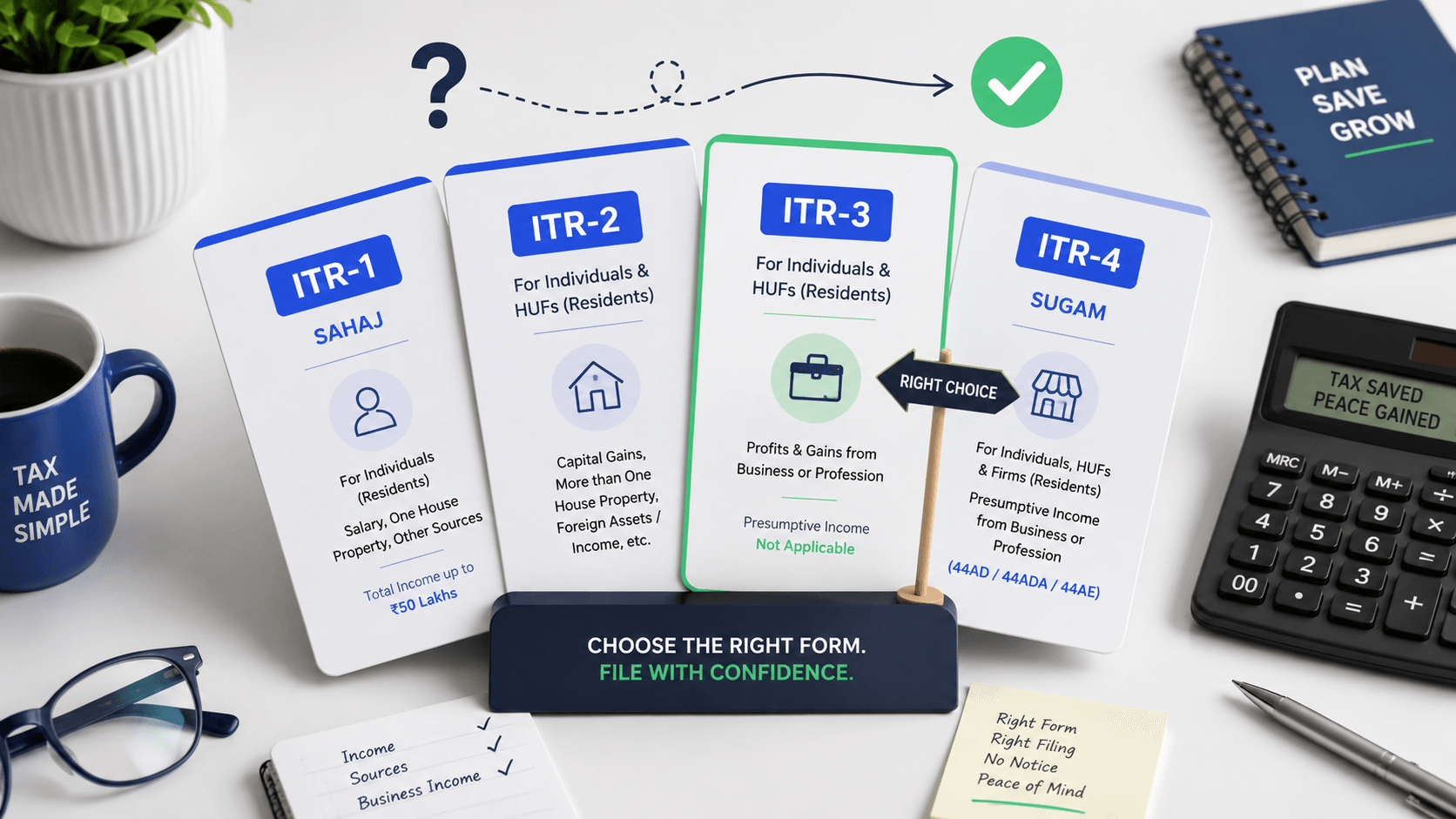 Which ITR form should you file? ITR-1 to ITR-4 explained — FilingSetu blog article