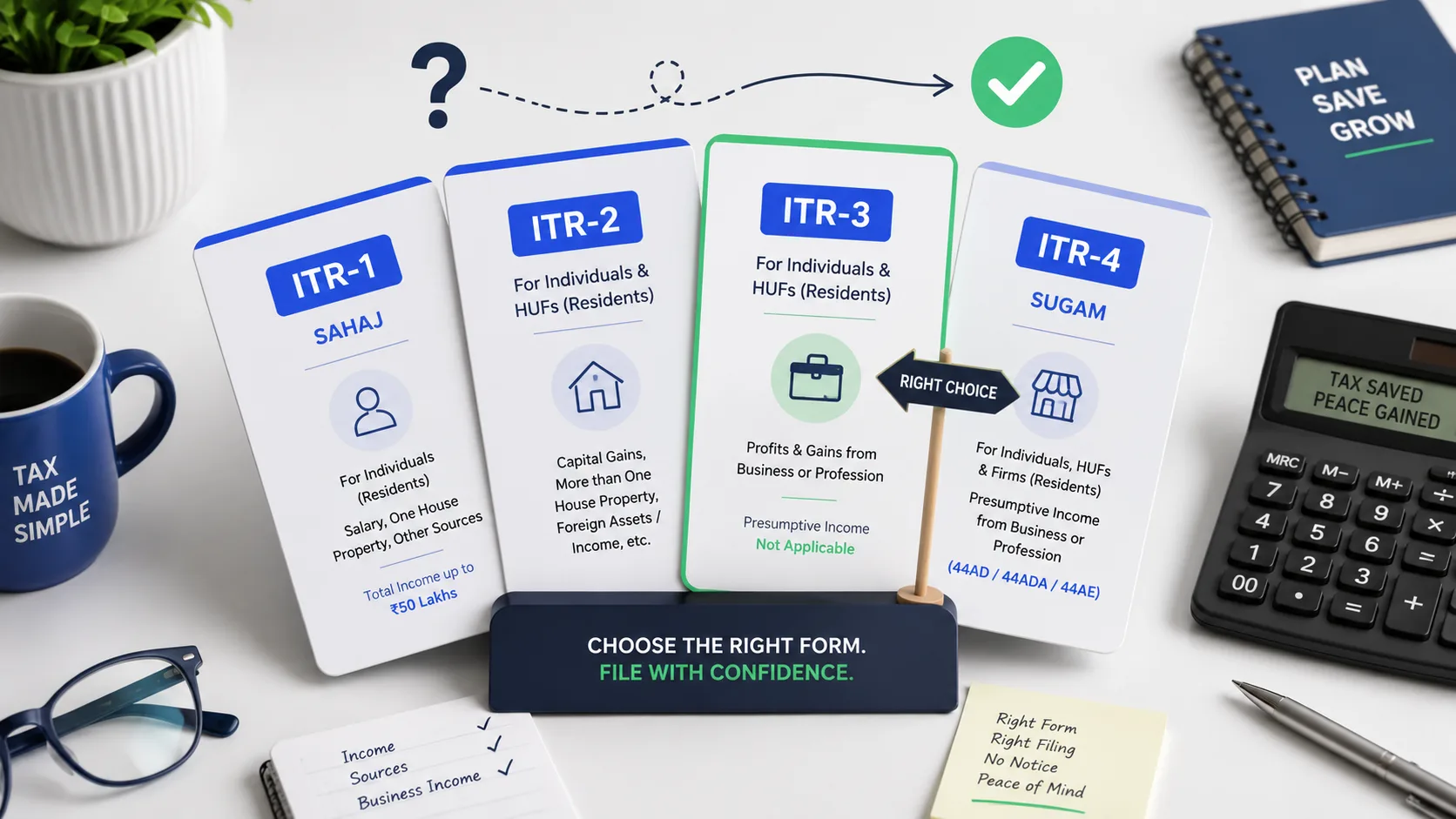Which ITR form to file? ITR-1 to ITR-7 for AY 2026-27 — FilingSetu blog article
