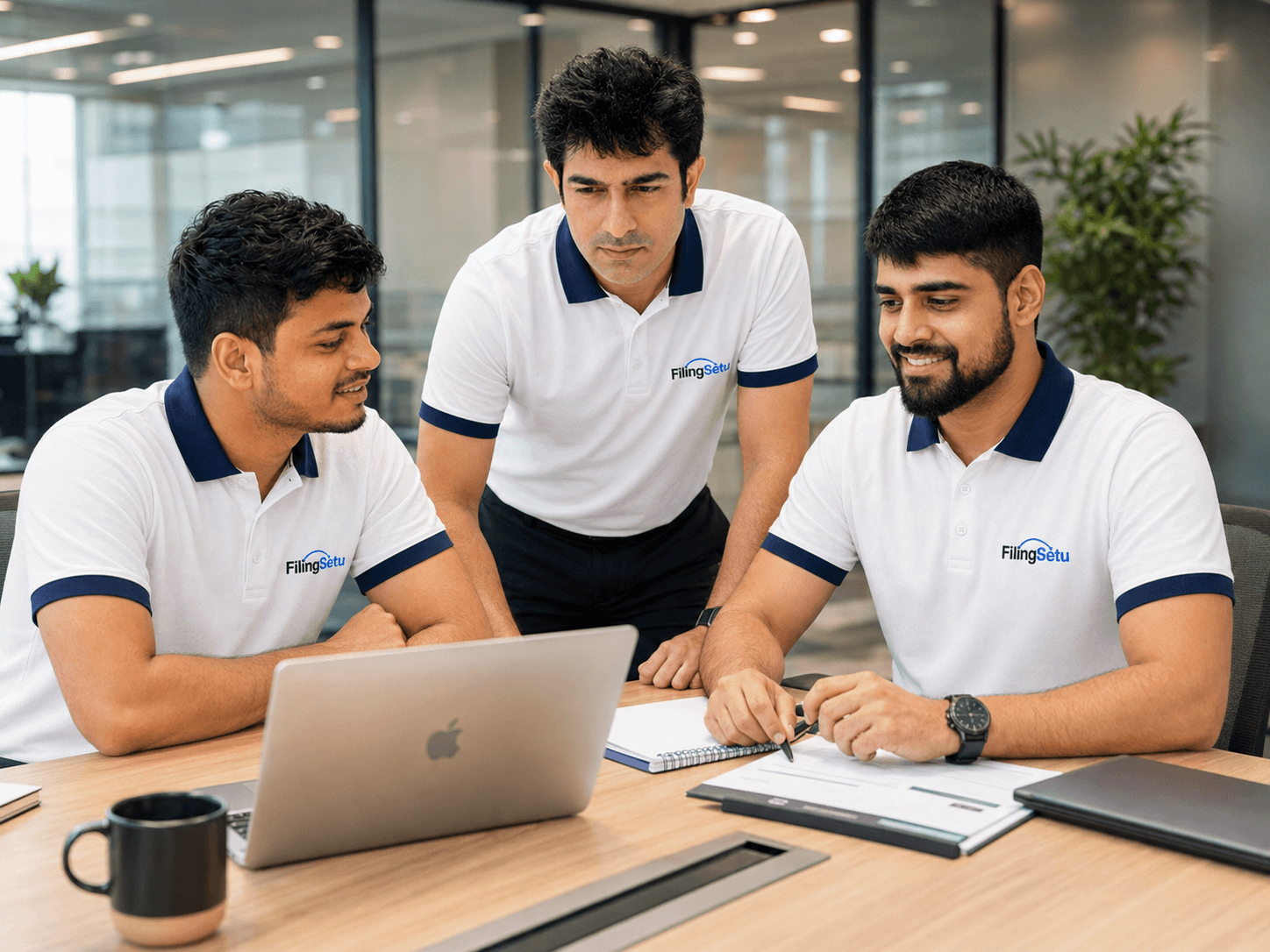 FilingSetu tax experts in a team discussion on client compliance