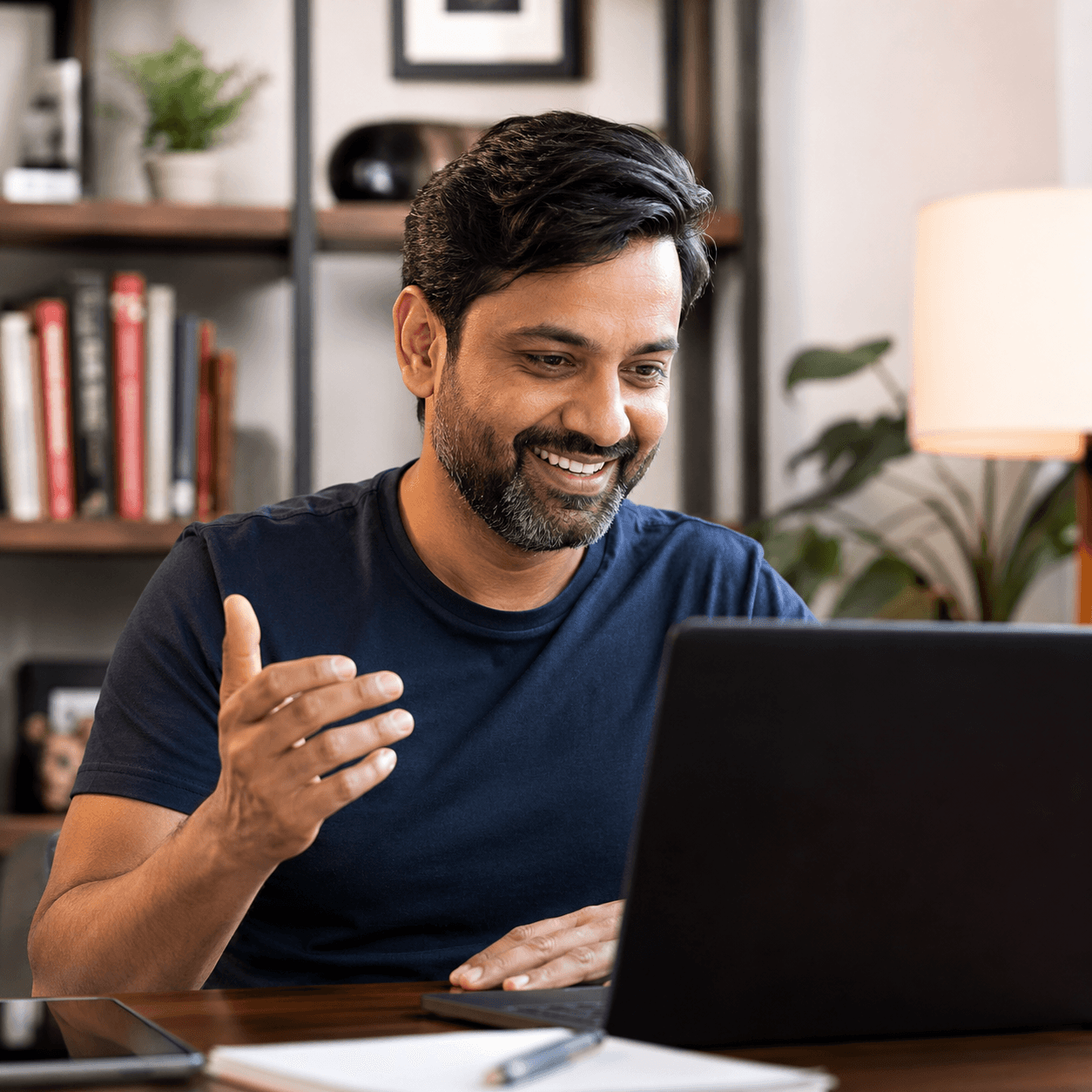 Business owner on a video consultation call with their FilingSetu tax expert