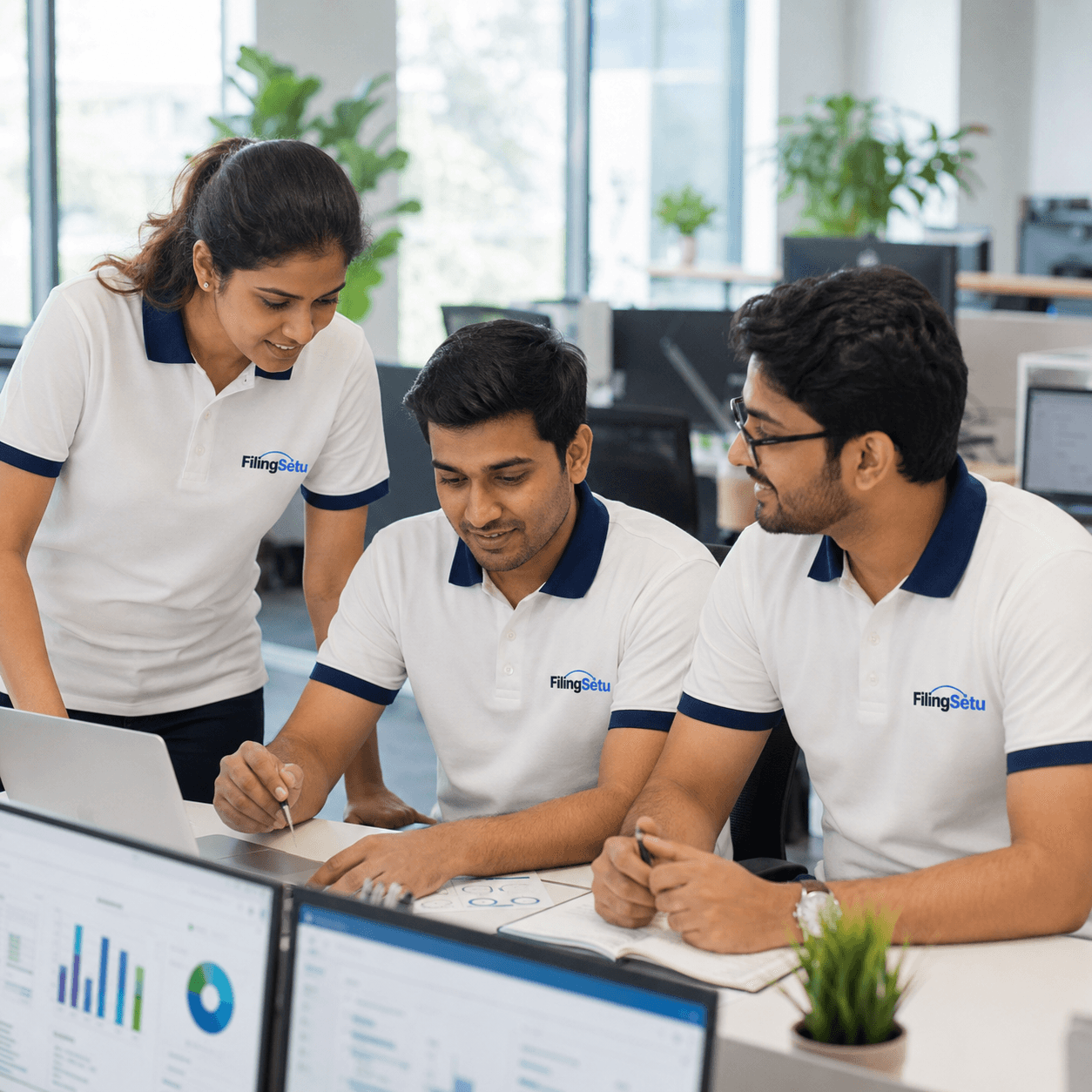 GST compliance and finance team working on returns in the office
