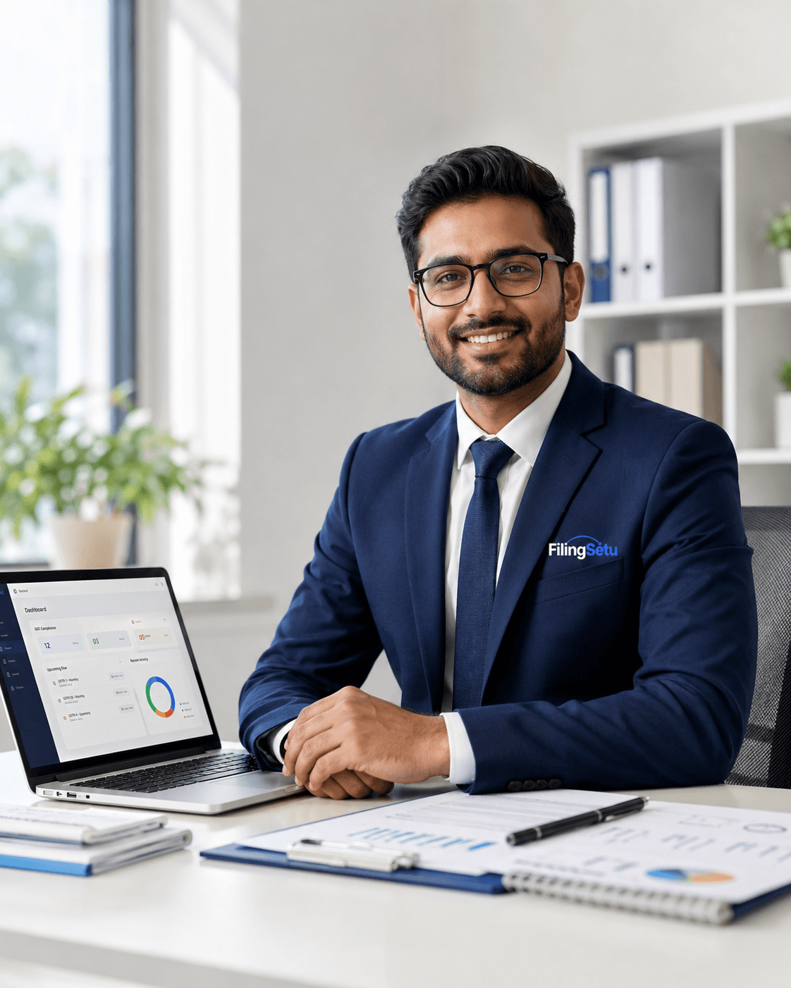 Chartered accountant reviewing GST registration and return filings with a client